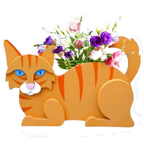 Strolfay Dog Planter Plant Pots,Cute PVC Herb Garden Dog Flower Planter,Dog Planters for Indoor/Outdoor Plants,Pet Planter Suitable Gifts for pet Lovers 12.5 * 5.6 * 7.8in（Orange Cat