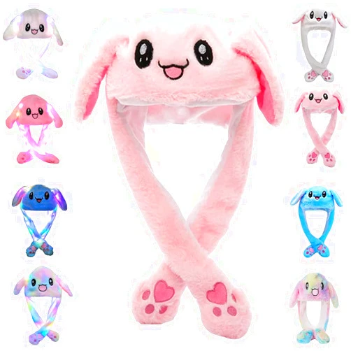 umbresen Bunny Hat Ear Moving Jumping Rabbit Hat Funny Plush Cap for Kids