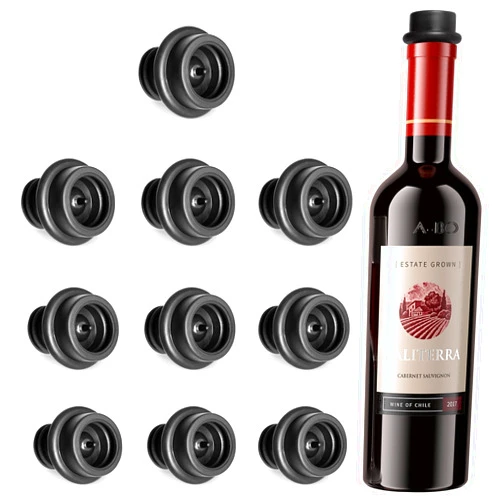 Rongyman 10 Pieces Wine Stoppers, Reusable Food Grade Silicone Wine Bottle Stopper Leak Proof, Wine Corks Fit Almost Any Wine Bottles, Bottle Stoppers Keep Wine Fresher for Longer
