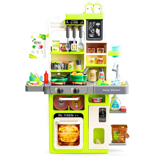 Letapapa Kids Pretend Play Kitchen Set, Kitchen Toys with Realistic Sound & Light, Cooking Stove, Sink, Play Food and Kitchen Accessories, Pretend Kitchen Playset Gifts for Toddlers Girls Boys