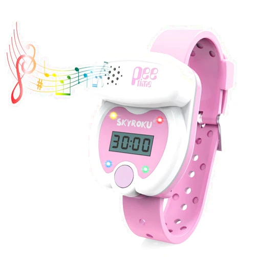SKYROKU Silicone Kids Potty Training Timer Watch with Flashing Lights and Music Tones, Toddler Toilet Training Aid Water Resistant Pink