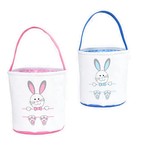 DIRUQSD 2 Pack Easter Baskets for Kids,Easter Bunny Basket Set for Easter Eggs Hunt Bag,Cute Plush Bunny Basket Rabbit Basket with Handle Foldable,Carry Storage Eggs Candy and Gifts. (2PCS-B Style)