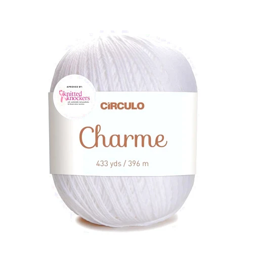 CÍRCULO Circulo Charme Cotton Yarn for Crochet and Knitting, 100% Mercerized Cotton Yarn, Brazilian Virgin Cotton - White Yarn -Color8001 - White, 5.3 oz, 433 yds – Sport