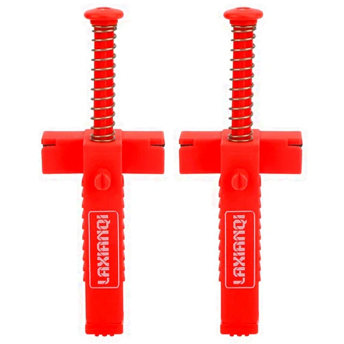 PerGar 2Pcs Brick Liner Clips Line Runners Plumber Tools, Bricklayer Profile Gauge Fixer Brick Line Clips Runner Brick Leveling with Spring Loaded Clip for Building (Red bricklaying
