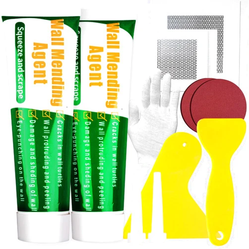 JXXAMZ33 Drywall Repair Kit with Gloves - Includes Spackle Wall Repair and Wall Patch Repair Kit - Ideal for Wall Putty Hole Repair, Drywall Patch Kit with Plaster, Scrapers, Sandpaper, and Patches