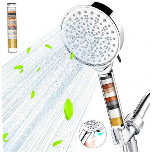 Cobbe Filtered Shower Head with Handheld, High Pressure 6 Spray Mode Showerhead with Filters, Water Softener Filters Beads for Hard Water - Remove Chlorine - Reduces Dry Itchy Skin, Chrome