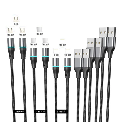 N. NETDOT NetDot 3in1 Fast Charging Magnetic Charging Cable,Gen12 6 Pack (1/1/3.3/3.3/6.6/6.6ft) Max 18W Magnetic Phone Charger and Data Transfer Magnetic Charger for Micro USB, USB-C/Type c and i-Product