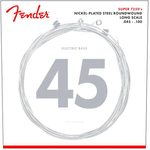 Fender 7250 Bass Strings, Nickel Plated Steel Roundwound, Long Scale, 7250ML .045-.100