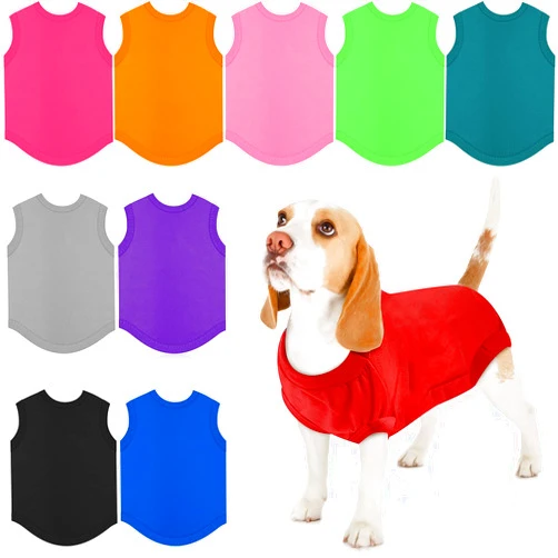 Syhood 10 Pieces Dog Shirts Blank Clothes, Dog T-Shirts Cat Apparel Puppy Vest Cotton Shirts Pet Breathable Soft Basic Clothes for Small Extra Small Medium Dogs