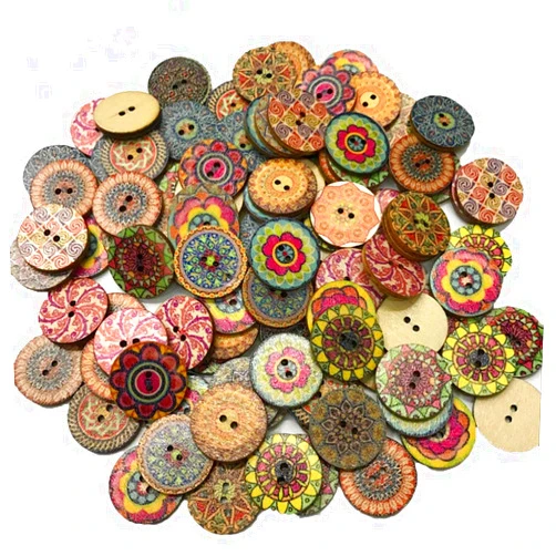 Haawooky 200 PCS Wood Buttons, Vintage Wood Buttons with 2 Holes for DIY Sewing Craft Decorative
