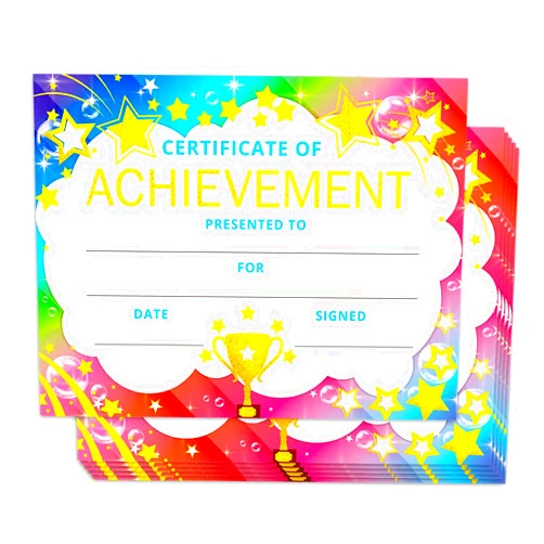 KiDEPOCH Certificate Paper for Kids, Gold Star Preschool Diploma Certificates for Printing, 30 Pack Kindergarten Certificate of Achievement Award Certificate Paper for Students, 8.5x11’