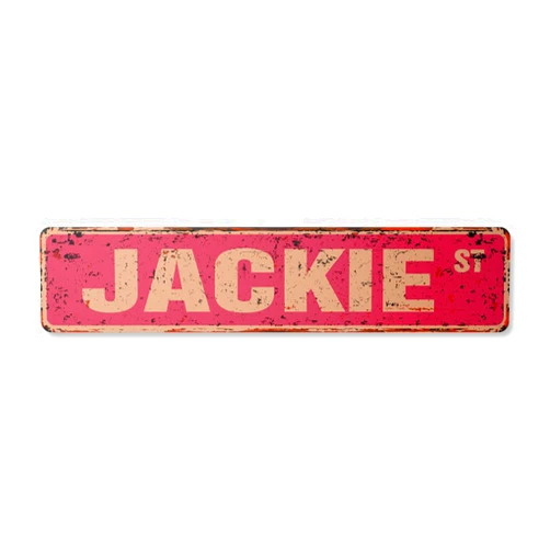 SignMission JACKIE Vintage Aluminum Street Sign Childrens Name Room Metal Sign rustic metal tin | Indoor/Outdoor | 18