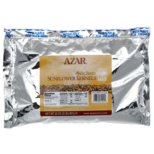 Azar Nut Company Sunflower Kernals, Oil Roasted, 32-Ounce Resealable Bags (Pack of 3)