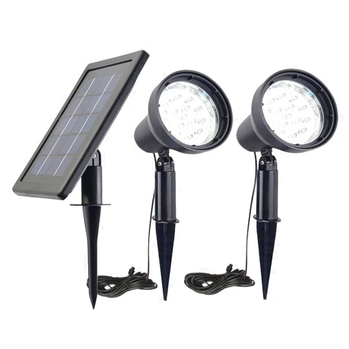 SUNLONG Solar Powered Spot Lights Outdoor Waterproof 2 in 1 Bright Solar SpotLights Power Adjustable for Flag Yard Flagpole Landscape Dusk to Dawn 2 x Spots Warm White