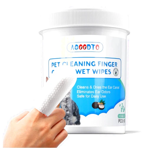 AGOODTO Dog Ear Finger Wipes, Dog and Cat's Ears Ear Cleaning Wipes, can Remove Dirt and Earwax, Relieve itching and Inflammation, pet Ear one-time Natural and Gentle Cleaning Finger Wipes 60 Pieces