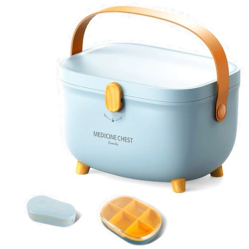 Glosen Medicine Box With Latch Lock,Medication BOX to Organize Medicine and Pills,11.10 * 8.66 * 7.48 inches (Blue)