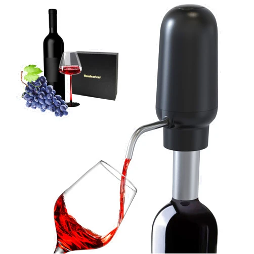 Hosslearlear Electric Wine Aerator and Dispenser, Rechargeable Wine Dispensers for Wine Bottles, One Button Easy Use Wine Decanter, Wine Gifts for Wine Lovers - Black