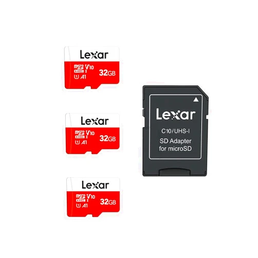 Lexar 32GB Micro SD Card 3 Pack, microSDHC UHS-I Flash Memory Card with Adapter - Up to 100MB/s, U1, Class10, V10, A1, High Speed TF Card (3 microSD Cards + 1 Adapter)