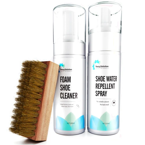 ALUKIKI EZSolution Shoe Cleaner Kit, 2-in-1 Sneaker Foam Cleaning Solution & Stain Repellent Protection Spray Guard for Suede, Nubuck, Leather and Fabric Shoes, Eco-Friendly Sneaker Cleaning Set