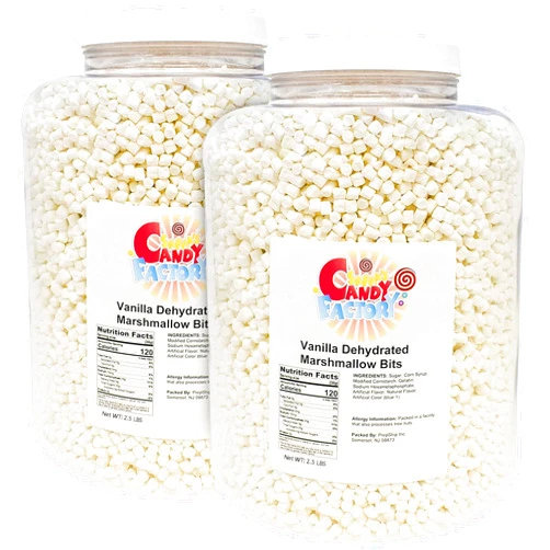 Sarah's Candy Factory Vanilla Mini Dehydrated Marshmallows in Jar - Mini Marshmallow Bits for Hot Cocoa (2.5 Lbs) 2 PACK