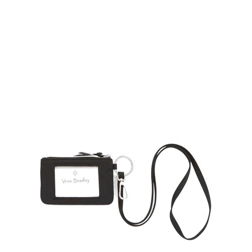Vera Bradley Women's Performance Twill Zip ID Case and Lanyard Combo, Classic Black, One Size