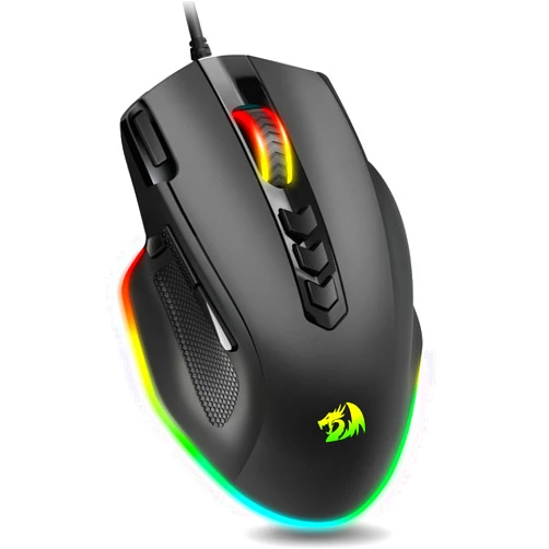 Redragon Wired Gaming Mouse, RGB Backlit Ergonomic Gamer Mouse Up to 8000 DPI, 11 Programmable Buttons & 7 Backlit Modes, Extra Sniper Button, Mouse Gamer for Windows PC Gamers, M614