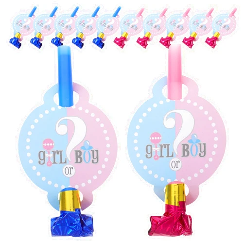 LUOZZY 60 Pcs Gender Reveal Blowers Whistles for Kids Birthday Noise Makers for Boys Girls Birthday Party Favors