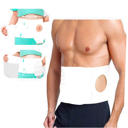Flosmore Ostomy Support Belt，Adjustable Prevent Parastomal Hernia Support Belt For Men Women,Colostomy Ileostomy Postoperative Abdominal (White, XL (40-47in))