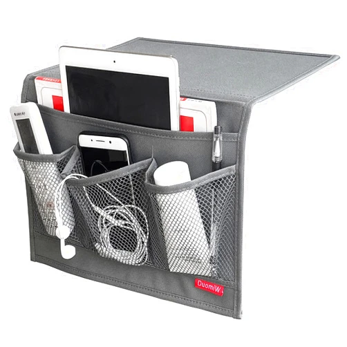 DuomiW Bedside Storage Organizer, Bedside Caddy, Table Cabinet Storage Organizer, TV Remote Control, Phones, Magazines, Tablets, Accessories, Grey