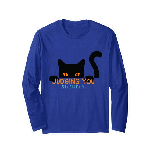Sarcastic Cat Funny Black Cat Judging You Silently Long Sleeve T-Shirt