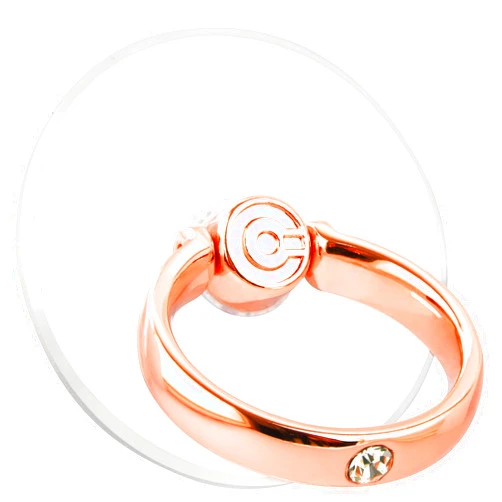 EI Sonador Transparent Phone Ring Stand Holder - EI Sonador Cell Phone Ring Holder Finger Grip 360 Degree Rotation (2 Solitaire: Rose Gold & White)