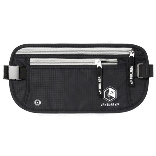 VENTURE 4TH Travel Money Belt - Slim Passport Holder RFID Blocking Travel Pouch to Protect Cash, Credit Cards and Travel Documents