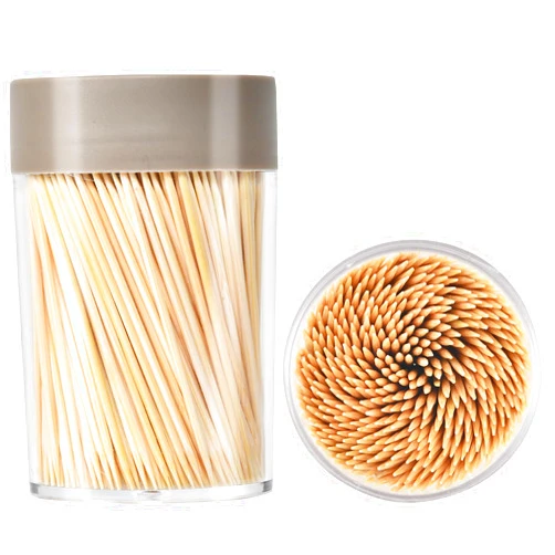 GlitzoCo Premium Bamboo Toothpick Set (500 Count) & Urbanstrive Wood Toothpick Holder Duo - Eco-Friendly Smooth Toothpicks for Parties, Appetizers & Dental Care with Stylish Green Holders