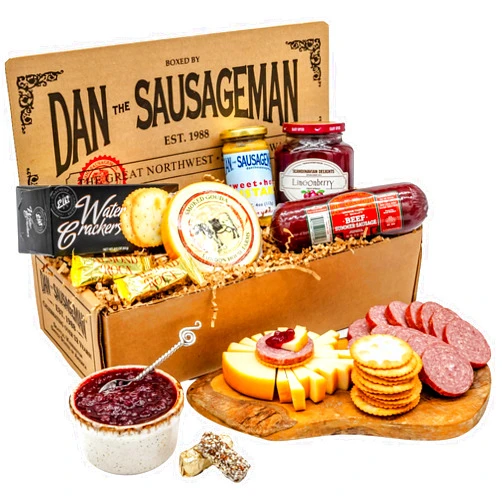 Dan the Sausageman's Nordic Fusion Sausage and Cheese Sampler featuring Scandinavian Delights Lingonberry, Smoked Summer Sausages and Specialty Mustards