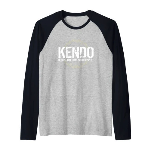 Kendo Martial Arts Gifts And Accessories Kendo Begins and Ends with Respect Martial Arts Raglan Baseball Tee