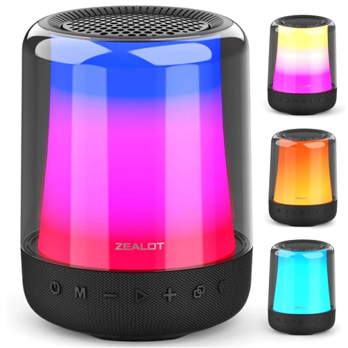 ZEALOT Bluetooth Speaker, Portable Bluetooth Speaker with Lights, 24W Loud HD Stereo Sound,Wireless Speaker,V5.2 Bluetooth, Dual Pairing,TF Card/USB/AUX for Party,Home,Outdoor