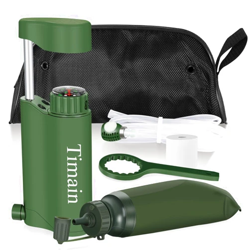 Timain Outdoor Portable Water Filter Pump,Water Filtration Systems,Perfect for Travel,Camping, Hiking,Fishing,Hunting,Emergency Preparedness