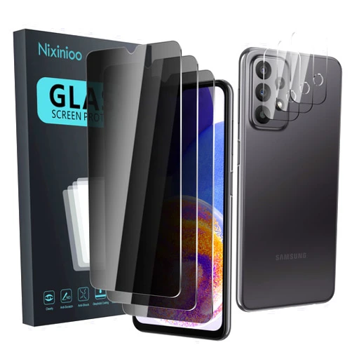 Nixinioo 3 Pack Privacy Screen Protector for Samsung Galaxy A23 4G/5G With 3 Pack Camera Lens Protector, Anti Spy Tempered Glass 9H Hardness, Black Protector Anti Spy, Anti-Scratch, Bubble Free