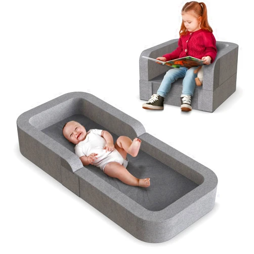 Derson Toddler Travel Bed,2-in-1 Travel Bed Sofa Chair,Travel Bed for Kids