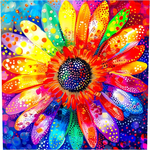 Bgraamiens Puzzle-Colorful Rainbow Pointillisme Gerber Flower Jigsaw Puzzle 1000 Pieces Puzzles for Adults,Flower Artwork for Adults,Color Challenging Puzzle