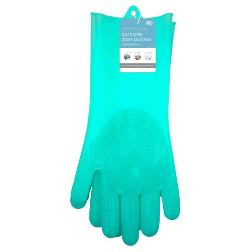 Sophisti-clean Scrubbing Gloves Heat Resistant Kitchen Scrubbers, 2 Pairs, Teal