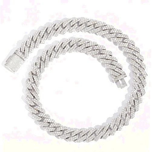 OLVLUS 14mm Iced Out Cuban Link Chain 18K White Gold Plated Diamond Chain Necklace Bling 5A+ Cubic Zirconia Thick Cuban Link Choker Chain Luxury Hip Hop Jewelry for Men and Women