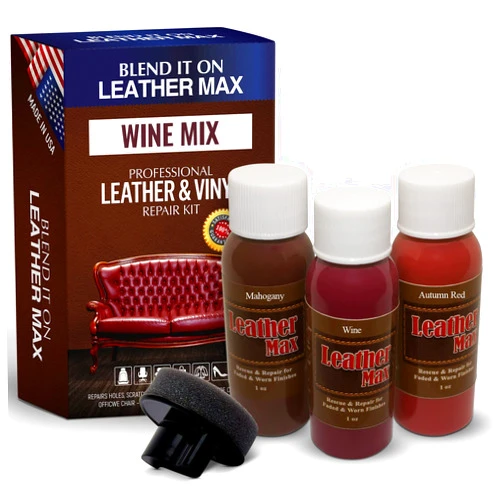 Blend It On Leather Max Wine Mix Vinyl and Leather Repair Kit - for Your Furniture, Jacket, Sofa, Car Seat, Boots, Easy Instructions to Match Colors, Restore Any Material No Mixing Chart Needed