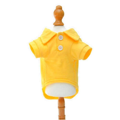 lovelonglong Basic Dog Polo Shirts Premium Cotton, Polo T-Shirts for Large Medium Small Dogs with a Two-button Collar Blank Color Yellow XS