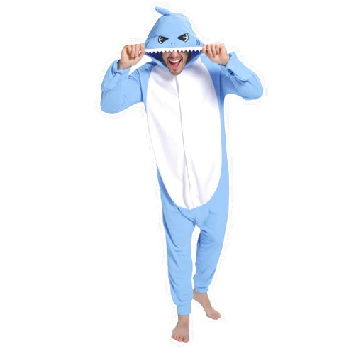 Focupaja Shark Pajamas Adult Animal Cosplay Costume shark One Piece Cartoon Homewear Sleepwear Shark Onesie for Women Men