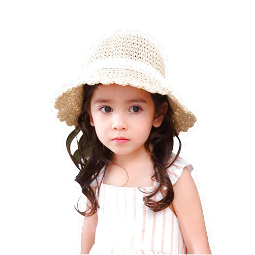 Jerague Baby Toddler Kids Girls Straw Sun Hat with Bowknot Floppy Summer Beach Hats