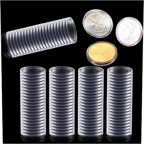 XYZsundy 40.6mm Silver dollar coin holder,Silver Eagles Coin Capsules, Morgan Silver Dollar Coin Holders with Adjustable Gasket Coin Collection Supplies (100)