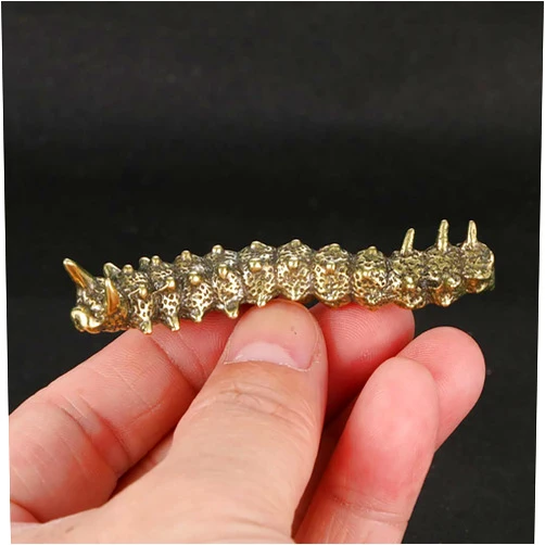 TEAMWILL Small Brass Metal Statue Ornament Animal Figurines Figurine House Decoration 1PC (Caterpillar (1PC)