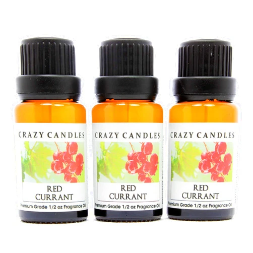Crazy Candles Red Currant (Made in USA) 3 Bottles 1/2 Fl Oz Each (15ml) Premium Grade Scented Fragrance Oil (Unique and Powerful Berry Aroma)