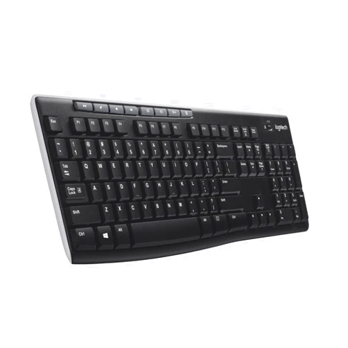 Logitech K270 Wireless Keyboard for Windows, 2.4 GHz Wireless, Full-Size, Number Pad, 8 Multimedia Keys, 2-Year Battery Life, Compatible with PC, Laptop, Black